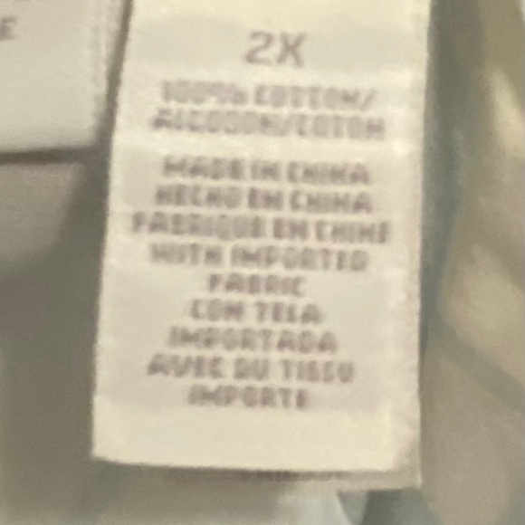 Elisabeth Liz Claiborne Floral Bell Sleeve Button Shirt Top 2X PLUS White Blue - Picture 9 of 14